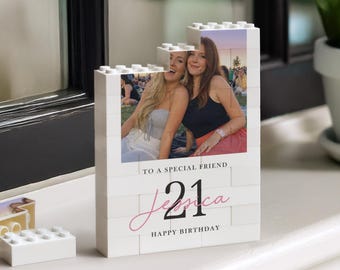 Personalisierte 21. Geburtstagsgeschenk für Mädchen, Bester Freund Geschenke Foto Baustein Andenken, Meilenstein Geburtstagsgedächtnis Geschenk