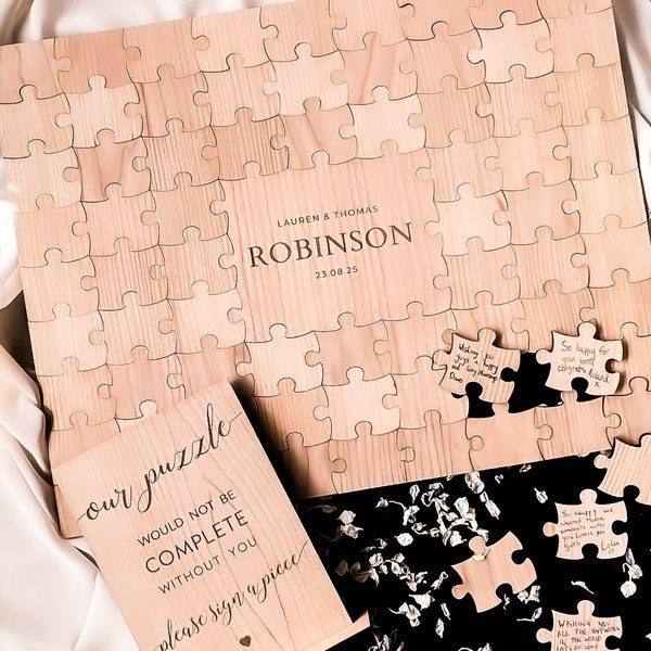 Custom Jigsaw Guestbook | Puzzle Guest Book, Wedding Guest Book Alternative, Rustic Wedding Table Décor, Wood Guestbook, Personalized Puzzle