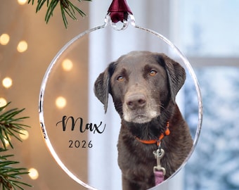 Adorno navideño personalizado con foto de mascota, bola de Navidad para perro o gato, recuerdo de la primera Navidad, regalo para dueño de perro o amante de los gatos.