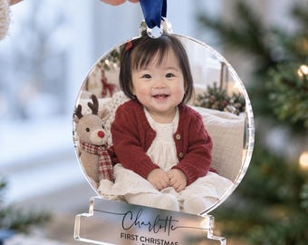Baby First Christmas Photo Ornament 2026, Personalised Newborn Bauble, Gift For A New Mum, Christmas Tree Keepsake For New Parents