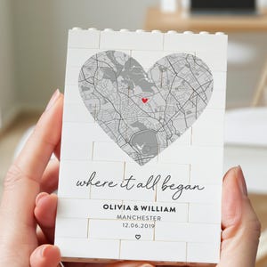 Where We Met Map Block, Personalised Couple Location Gift, Custom Coordinates Keepsake, Where It All Began Present, Anniversary Map Display