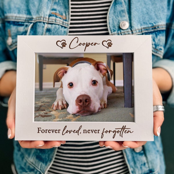 Personalised Dog Memorial Gift Frame, Personalized Pet Photo Frame, Cat Memorial Gifts, Engraved Dog Memorial Keepsake For Gift, Paw Prints