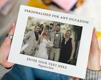 Personalised Any Text Wooden Photo Frame Gift | Custom Engraved Picture Frame, Name Date Message,  Home Decor Christmas  5x7 4x6