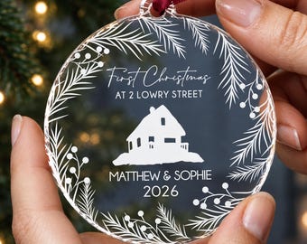 New Home Christmas Ornament, Personalised First Christmas In Our New House Bauble, Housewarming Gift For A Couple, Tree Decoration