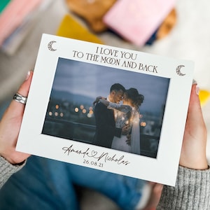 Cadre photo personnalisé pour couple, cadeau de Noël, cadeau pour petit ami, petite amie, cadre gravé, cadeau d'anniversaire pour partenaire, cadeau d'anniversaire