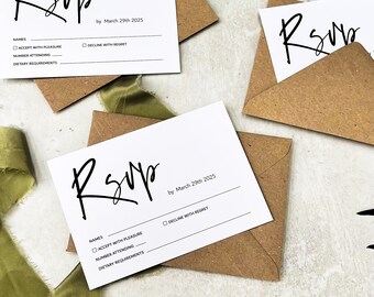 Wedding RSVP Cards - Modern Minimalist Wedding Insert for Invitations 'Dubai'