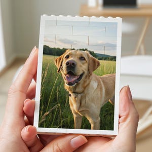 Bloco de fotos personalizado para cães, lembrança fotográfica personalizada do seu pet, expositor de fotos para amantes de cães, presente de aniversário para pets, presente simples com blocos de montar para fotos de cães