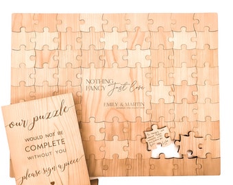 Livre d'or puzzle | Alternative au livre d'or pour mariage rustique, livre d'or puzzle personnalisé, puzzle personnalisé, décoration de table de mariage, livre d'or en bois