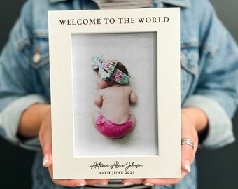 Cadre photo personnalisé pour bébé, premier anniversaire de bébé, cadre photo nouveau bébé gravé, cadeau nouveau-né, cadeau souvenir, cadeaux de fête des mères