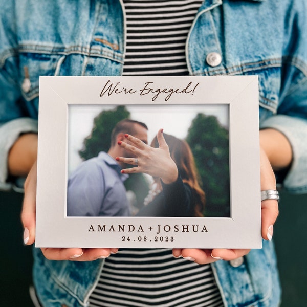First Christmas Engaged, Engagement Gifts For Couples, Engaged Couple Gift, Personalised Photo Frame, Christmas Gift for Him Her, Engraved