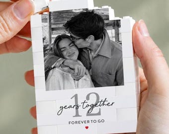 Personalised Years Together Photo Gift, Couples Anniversary Present, Christmas Gift For Your Partner, Custom Photo Building Block Keepsake
