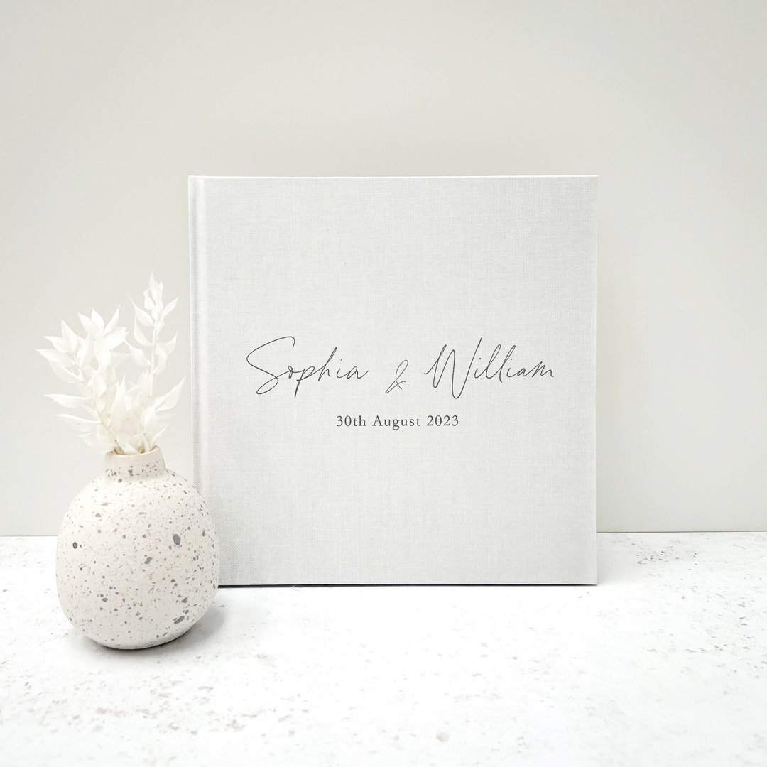 Simple Wedding Guestbook Linen Guest Book With 6 Colours Personalised