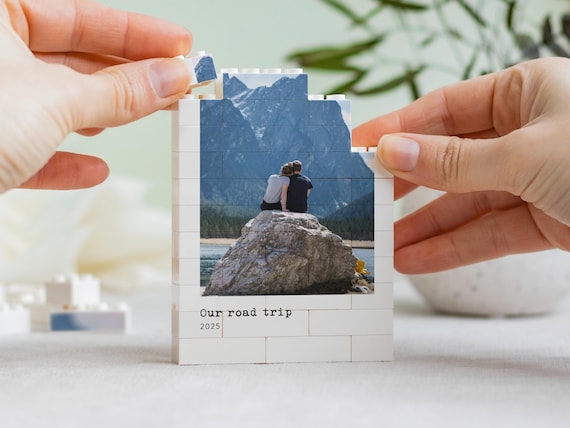 Personalised Couple Photo Block, Custom Travel Memory Gift, Romantic Keepsake For Couples, Anniversary Or Valentine’s Day Photo Gift