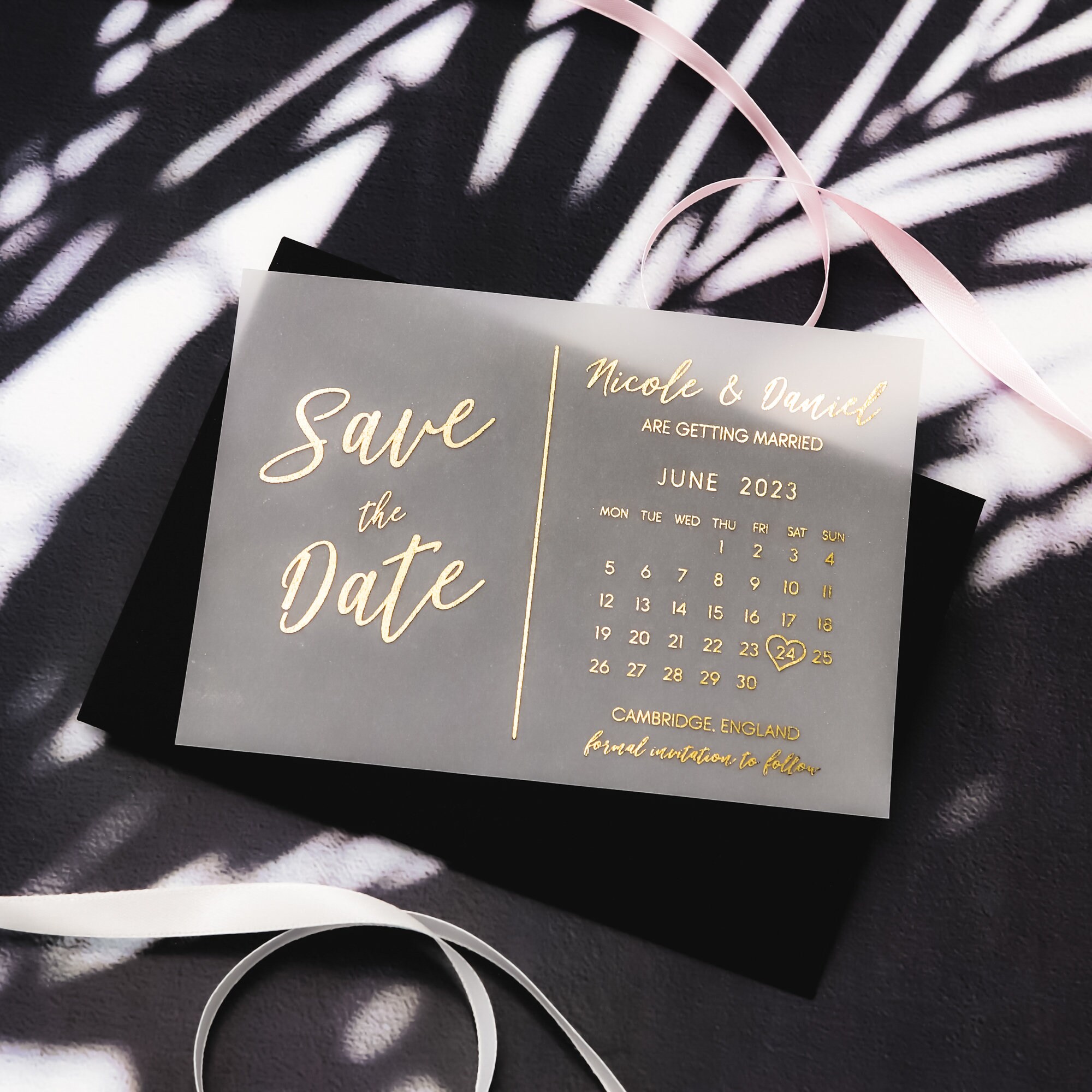 Foil Vellum Save the Date with Matching Envelopes 6x4 inches Foil Vellum Save the Date with Matching Envelopes 6x4 inches