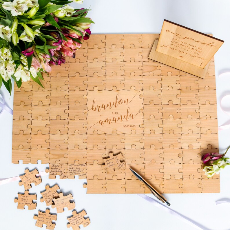 Wedding Guest Book Alternative Puzzle Guest Book Rustic Etsy