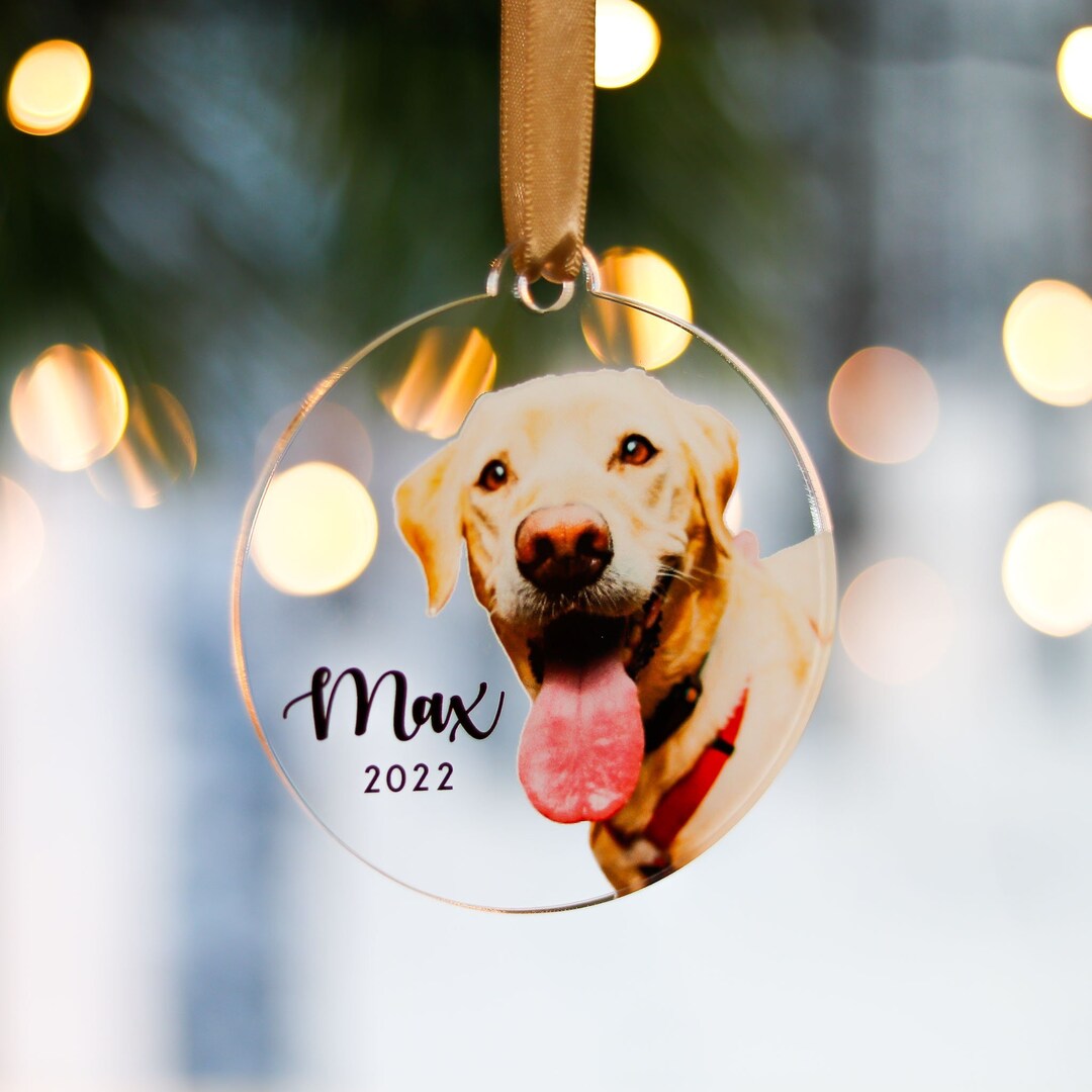 Pet Portrait Bauble, Personalised Dog First Christmas Decoration, Puppy