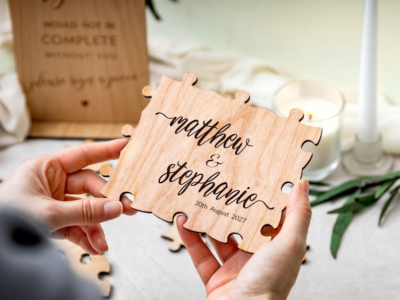 Wedding Guest Book Alternative | Puzzle Guest Book, Custom Jigsaw Guestbook, Rustic Wedding Décor, Unique Guest Book, Personalised Puzzle 01