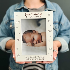 Personalised Baby Photo Frame Keepsake | New Baby Boy Girl Birthday Gift, Grandparents, Newborn Engraved Picture Frame, First Christmas