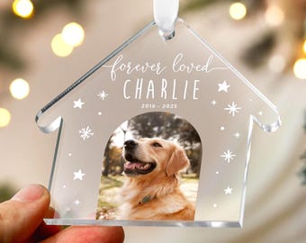 Dog Memorial Ornament with Personalisation, Personalised Pet Loss Photo Bauble, In Loving Memory, Custom Pet Memorial Gift Photo Keepsake