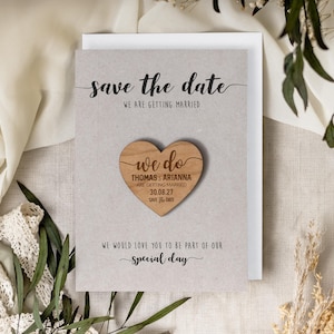 Save the Date Magnets Cards | Wedding Invitations, Rustic Magnet Invites, Custom Wood Fall Winter Invitation, Wooden Save the Dates - Kraft image 6