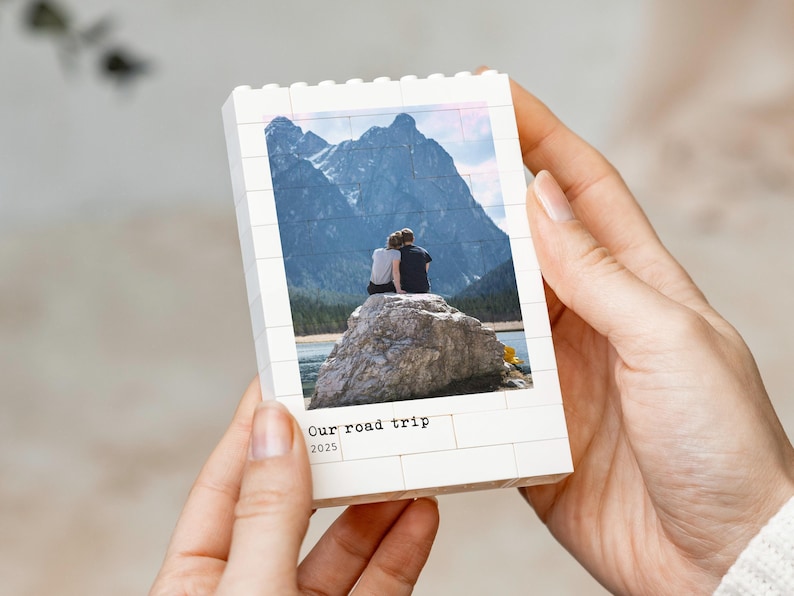 Travel Memory Gift, Personalised Road Trip Photo Block, Adventure Couple Keepsake, Holiday Photo Gift, Custom Wanderlust Memory Present image 9