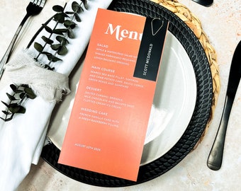 de menu de mariage avec marque-places | Menu du dîner de mariage avec étiquettes de nom | Menu de réception de mariage | Cartes placemnet | « Arizona » minimaliste