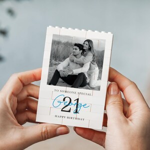 Regalo personalizzato per il 21° compleanno per lui, mattoncini da costruzione personalizzati con foto per figlio, ricordo del passaggio all'età adulta immagine 7