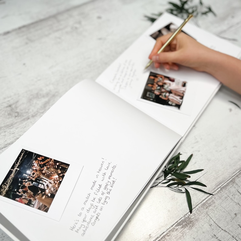 Personalised Linen Wedding Guest Book. Guestbook Minimalist Wedding Photo Album Scrapbook Polaroid Guest Book Wedding Gift Ideas image 10