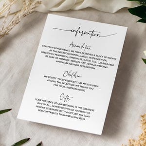 Biglietti informativi per matrimoni, biglietti con i dettagli delle nozze, biglietti informativi per matrimoni, biglietti con il pozzo dei desideri, inviti RSVP in lamina "Dubai"