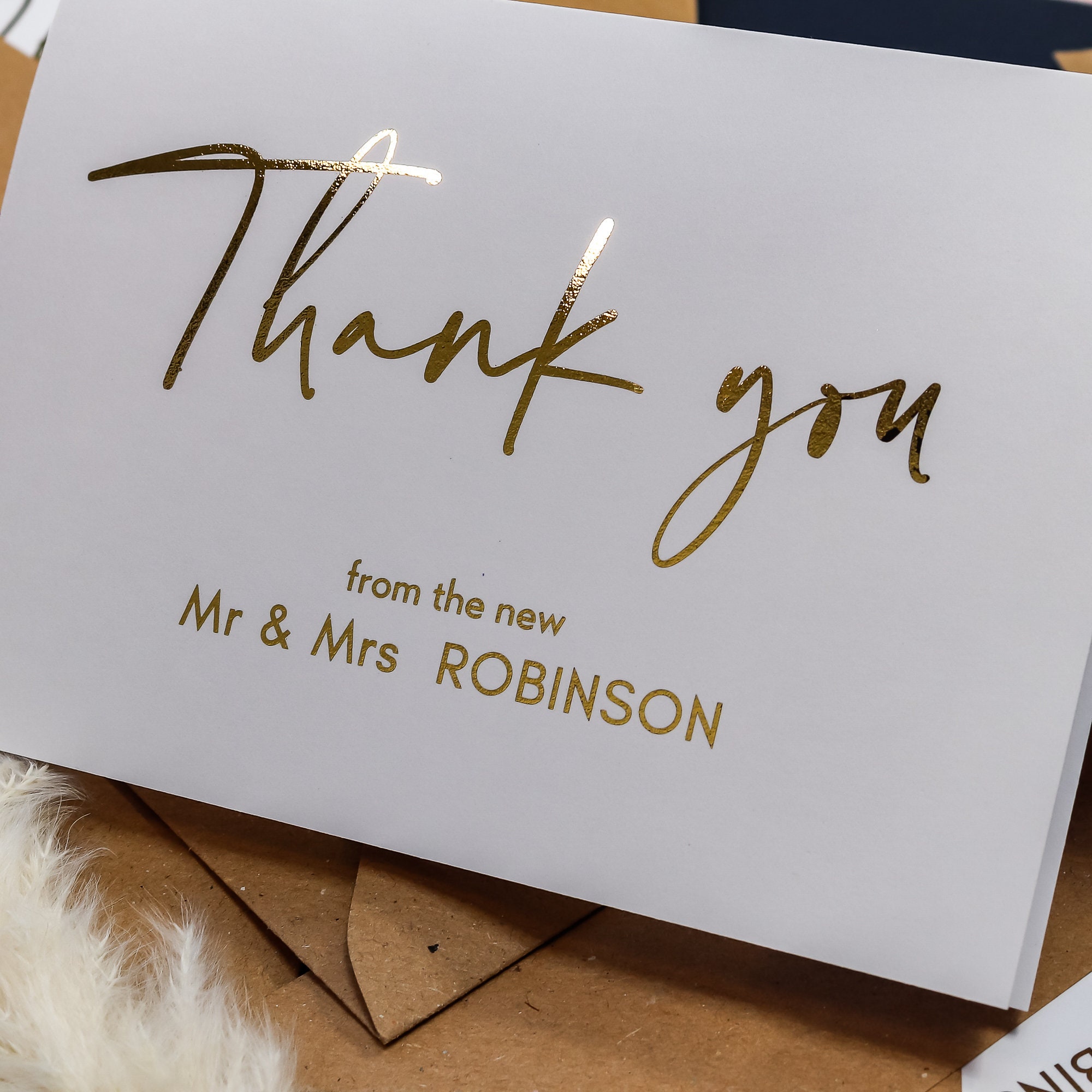 Rileys & Co Thank You Wedding Cards, Gold Foil with Stickers & Envelopes,  50 Pieces, 1 - Kroger