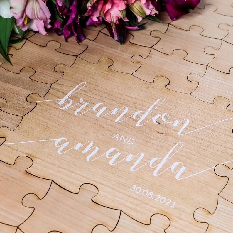Puzzle Guest Book Rustic Wedding Decor Gift Wedding Guest Book Signs Engraved Polaroid Custom Decorations Wedding Guest Book Alternative