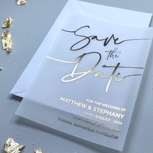 "Milano, weißes Papier ""Save the Date"", schlichte, elegante Hochzeitseinladung"