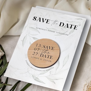 Save the Date Magnet mit Karten | Greenery Save the Date Magnete Hochzeit | Save the Date Abend-Einladung | Lädt rustikal ein