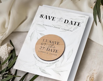 Save the Date Magnet with Cards | Greenery Save the Date Wedding Magnets | Botanical Save the Date or Evening Invitation | Rustic Invites