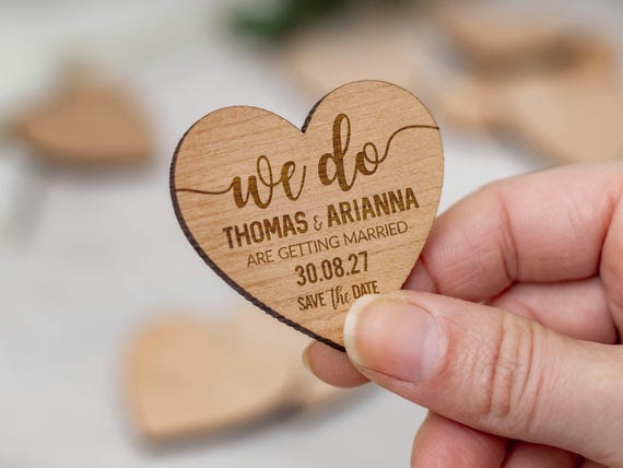 Save The Date Magnet, Wedding Invitations, Rustic Fall Winter Save The Dates Cards Heart, Custom Wooden Boho Wedding Invites, Elegant