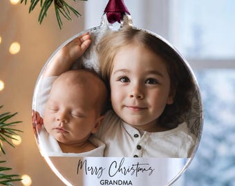 Personalised Christmas Photo Ornament For Grandma And Grandad, Family Bauble Gift For Grandparents, Christmas Tree Keepsake 2026