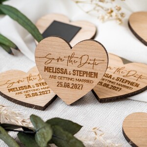 Save The Date Magnet, Wedding Invitations, Rustic Fall Winter Save The Dates Cards Heart, Custom Wooden Boho Wedding Invites, Elegant image 3