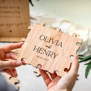 Hochzeitsgästebuch Alternative | Puzzle-Gästebuch Alternative Hochzeit, individuelles rustikales Hochzeitsdekor, personalisiertes Puzzle-Gästebuch Bild 7
