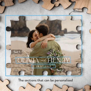 Libro de firmas alternativo para bodas / Libro de firmas tipo puzzle, regalo de boda personalizado para la pareja, recuerdo de boda rústico. imagen 3