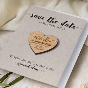 Save the Date Magnets Cards | Wedding Invitations, Rustic Magnet Invites, Custom Wood Fall Winter Invitation, Wooden Save the Dates - Kraft image 1