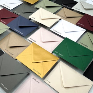 Enveloppes de luxe C6, 5x7 ou C5 en 12 couleurs différentes, Invitations de mariage, Save the Dates RSVP Envelopes, Free Foil Stickers image 4