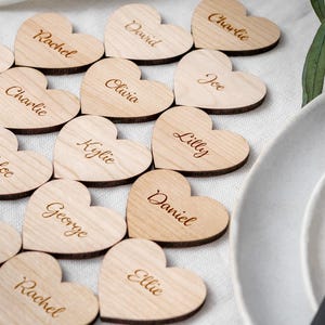 Wedding Place Names, Wedding Favours, Rustic Wedding Table Place Names, Personalised Wooden Guest Place Name Keepsake, Heart Place Setting