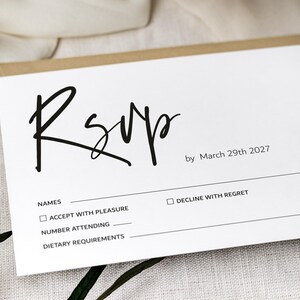 Biglietti RSVP per matrimonio / Scheda dettagliata con buste / Biglietto di risposta per matrimonio / Inserto minimalista moderno per inviti per matrimonio 'Dubai'