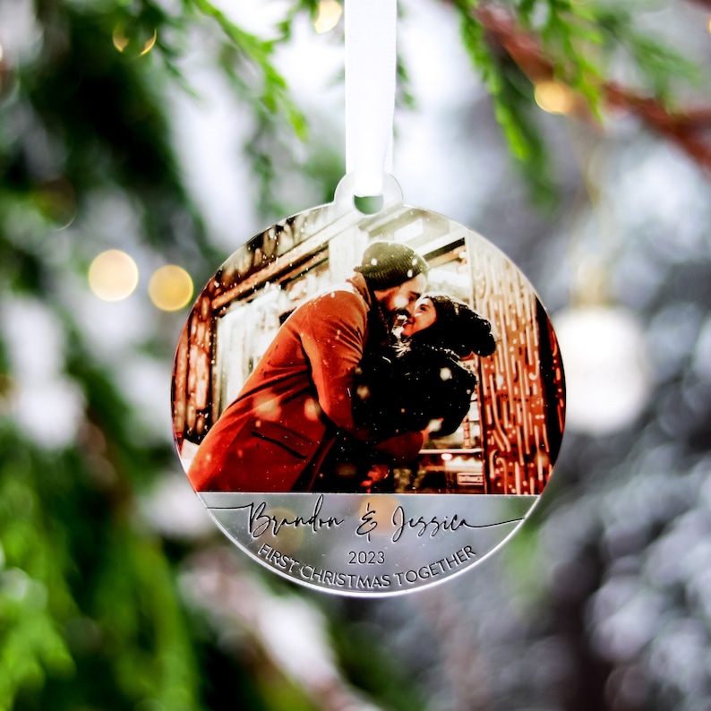 First Christmas Together Ornaments, Our First 1st Christmas Couple Ornament, Personalised Photo Couple Christmas Tree Bauble, 2023 Gifts image 7