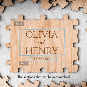 Hochzeitsgästebuch Alternative | Puzzle-Gästebuch Alternative Hochzeit, individuelles rustikales Hochzeitsdekor, personalisiertes Puzzle-Gästebuch Bild 2