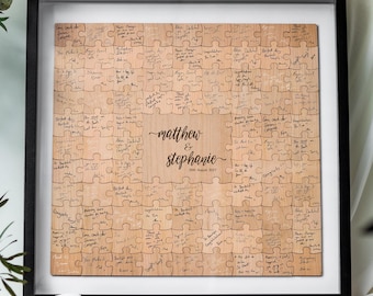 Wedding Guest Book Alternative | Puzzle Guest Book, Custom Jigsaw Guestbook, Rustic Wedding Décor, Unique Guest Book, Personalised Puzzle 01