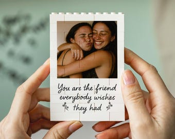 Personalised Best Friend Photo Gift, Birthday Present For Her, Friendship Keepsake Building Block, Galentines Gift for BFF, Bestie Gift