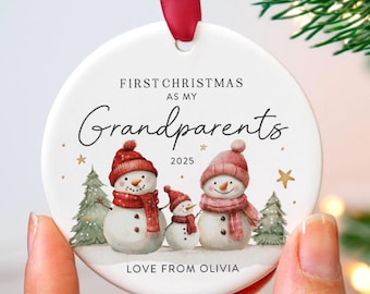 Personalised First Christmas As Grandparents Ornament, Gift For New Grandma And Grandad, Family Christmas Bauble Keepsake 2026
