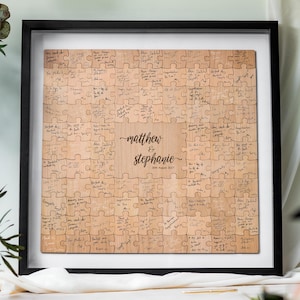 Alternativa al libro degli ospiti per matrimonio / Libro degli ospiti puzzle, libro degli ospiti puzzle personalizzato, arredamento rustico per matrimonio, libro degli ospiti unico, puzzle personalizzato 01