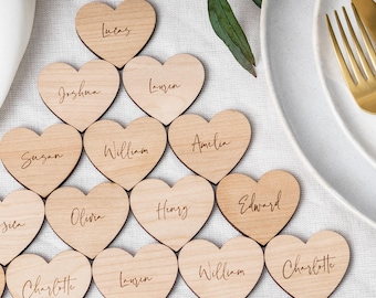 Wooden Wedding Favours, Personalised Wood Wedding Place Names, Setting Name Tags, Modern Name Cards, Rustic Laser Cut Names, Table Décor